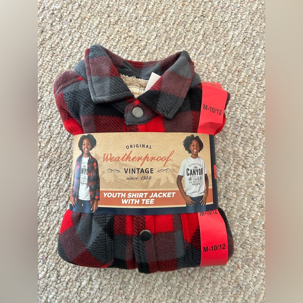 New Weatherproof Vintage Youth Shirt Jacket and Tee size M (10/12)